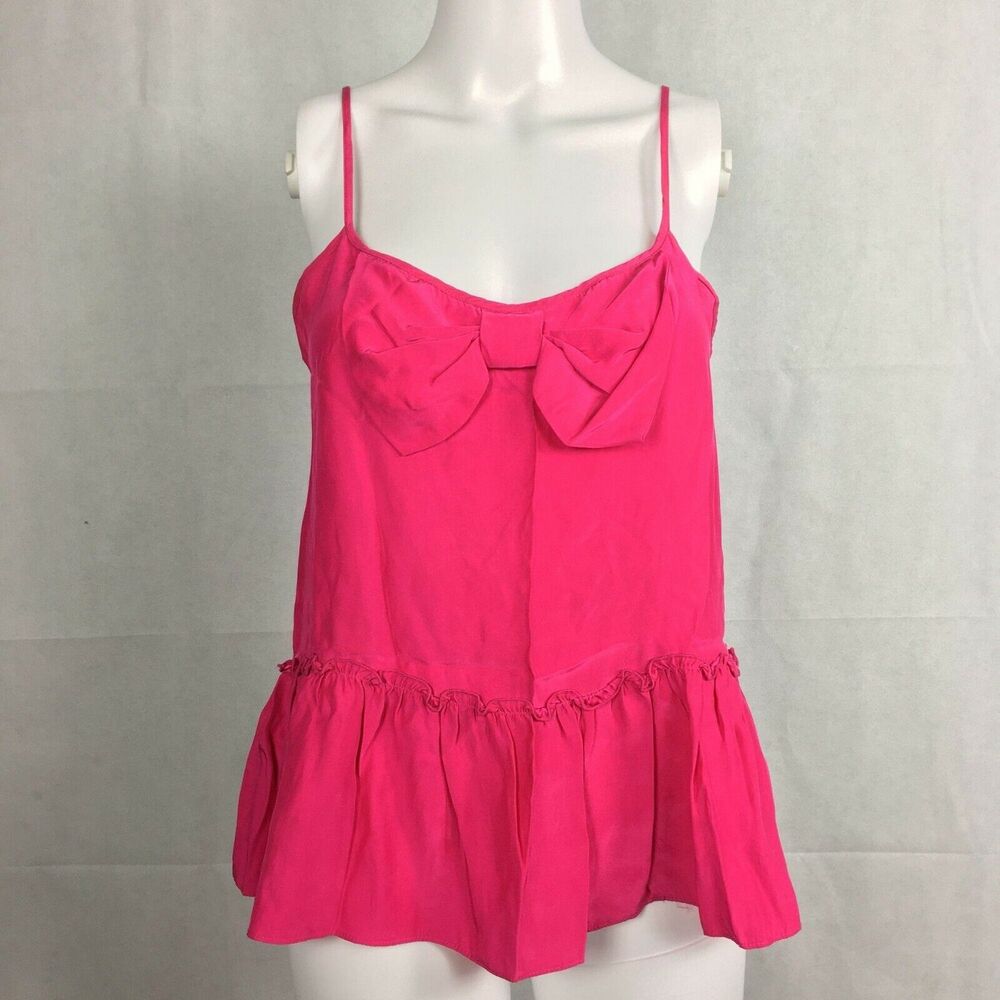 Parker Shirt Womens Sz XS Hot Pink Silk Cami Slip Top Adjustable‎ Straps